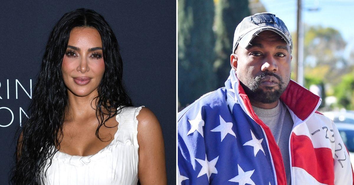 Composite photo of Kim Kardashian, Kanye West