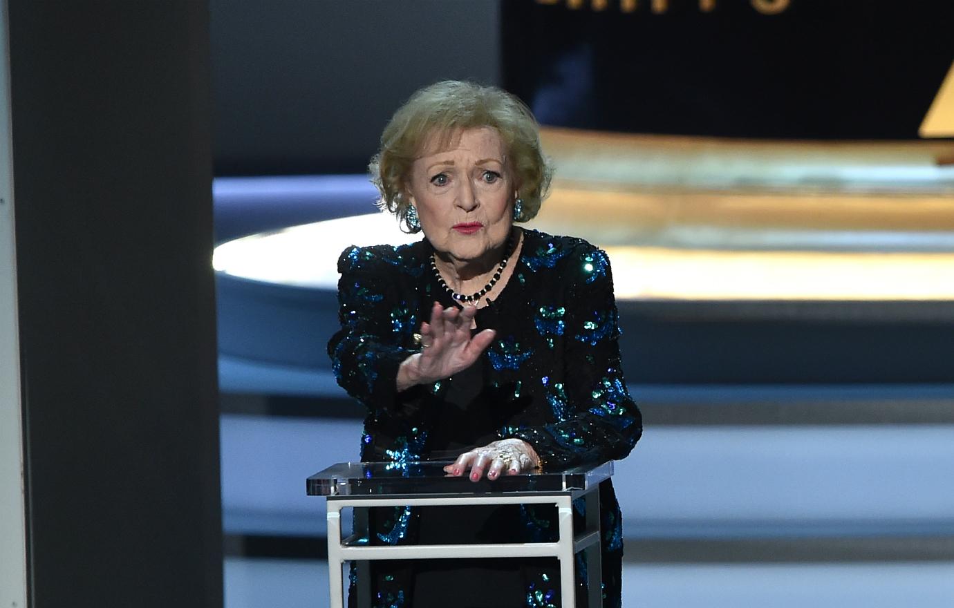 Betty White spoke onstage during the 70th Emmy Awards at the Microsoft Theatre in Los Angeles, California on September 17, 2018.