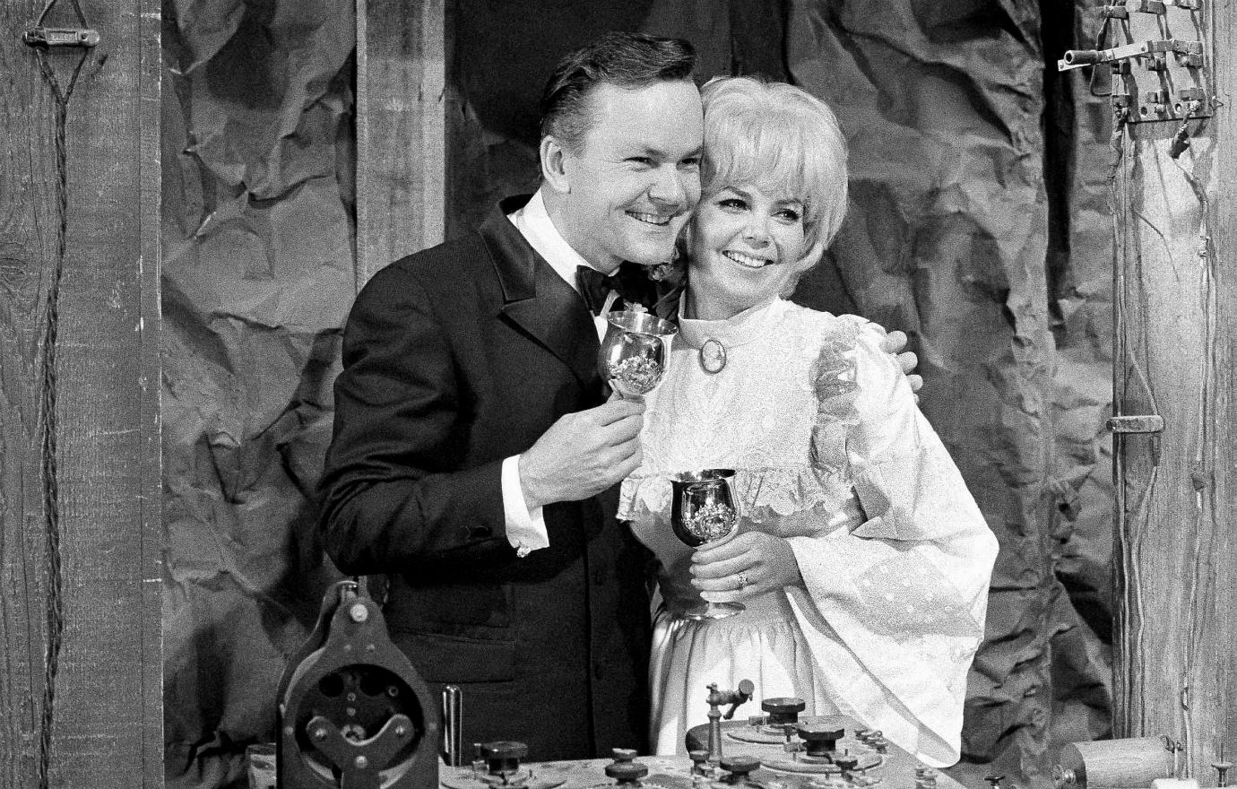 Black and white photo of Bob Crane and Sigrid Valdis.