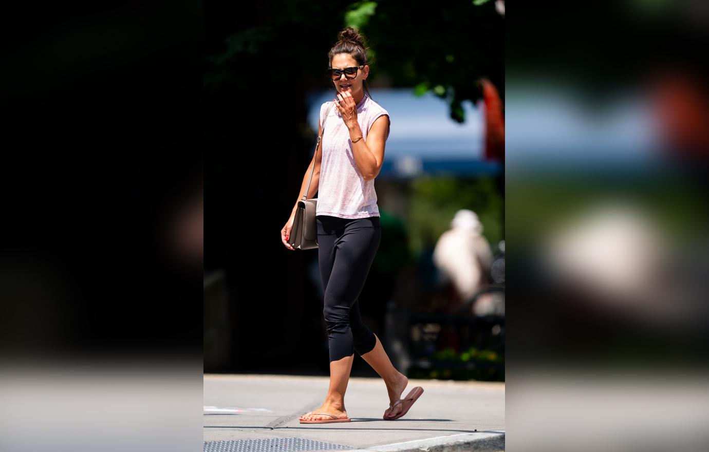 Katie Holmes is seen in the Upper West Side on July 22, 2019 in New York City.