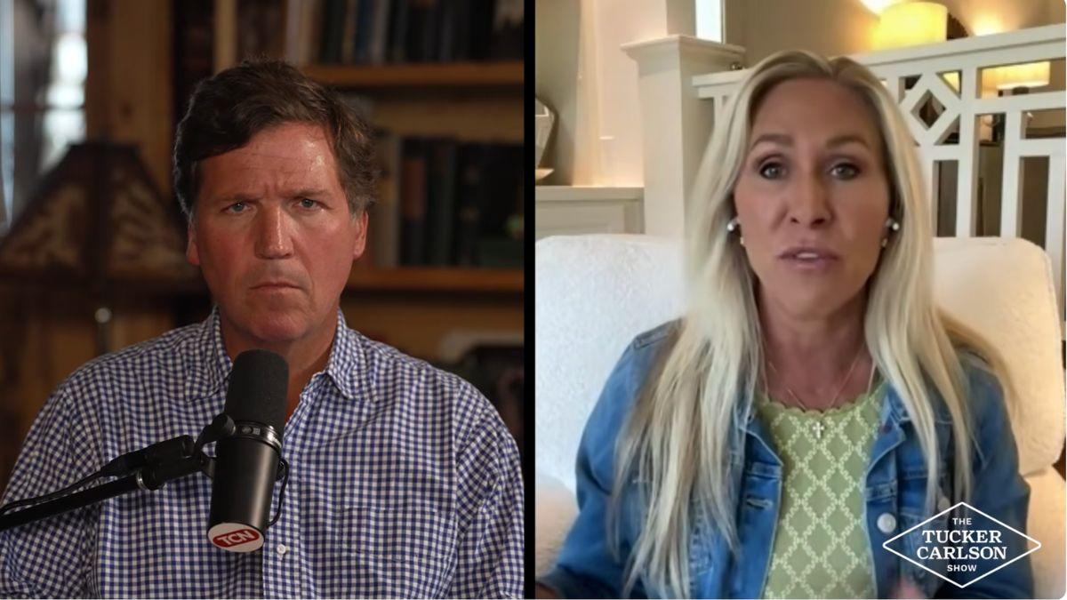 Photo of Tucker Carlson and Marjorie Taylor Greene
