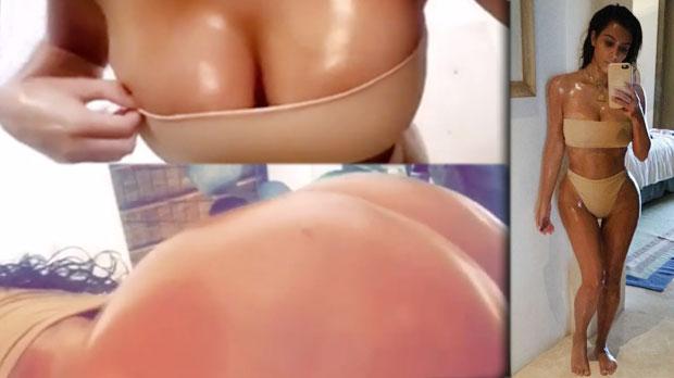 kim kardashian naked butt nude oil bra thong snapchat pics