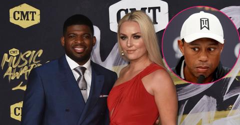 Main, Lindsey Vonn, P.K. Subban CMT Music Awards. Inset, Tiger Woods.