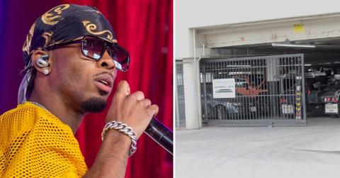 Split photo of D4vd, vehicle impound lot