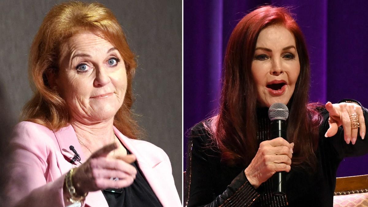 Split photo of Sarah Ferguson and Priscilla Presley