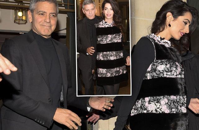 George Amal Clooney Pregnant Twins Baby Bump