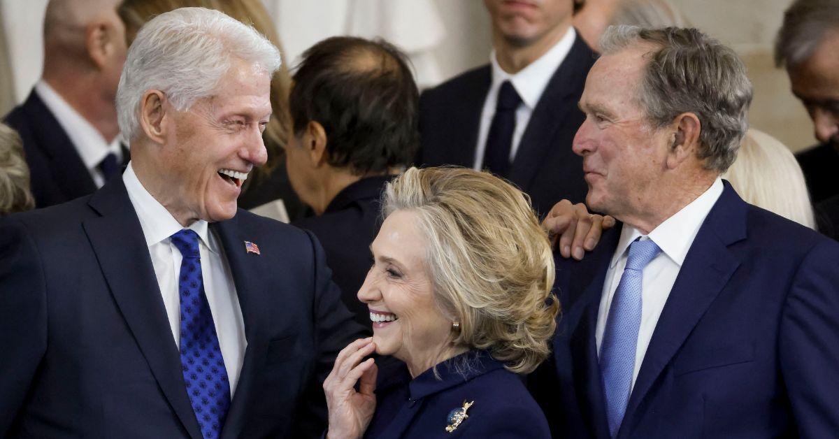 Photo of Bill Clinton, Hillary Clinton, George W. Bush