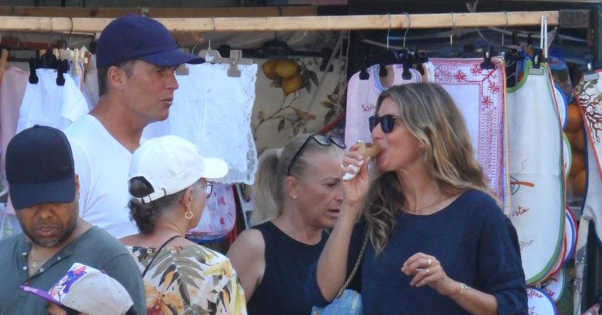 Tom Brady and Gisele Bundchen look happy and close while eating ice cream  on holiday in Italy