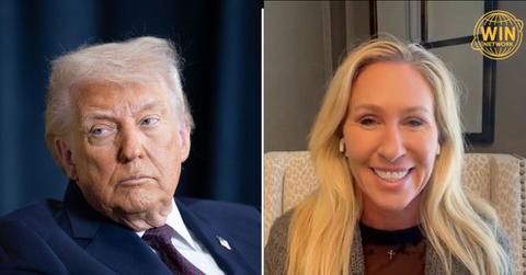split image of Donald Trump and Marjorie Taylor Greene