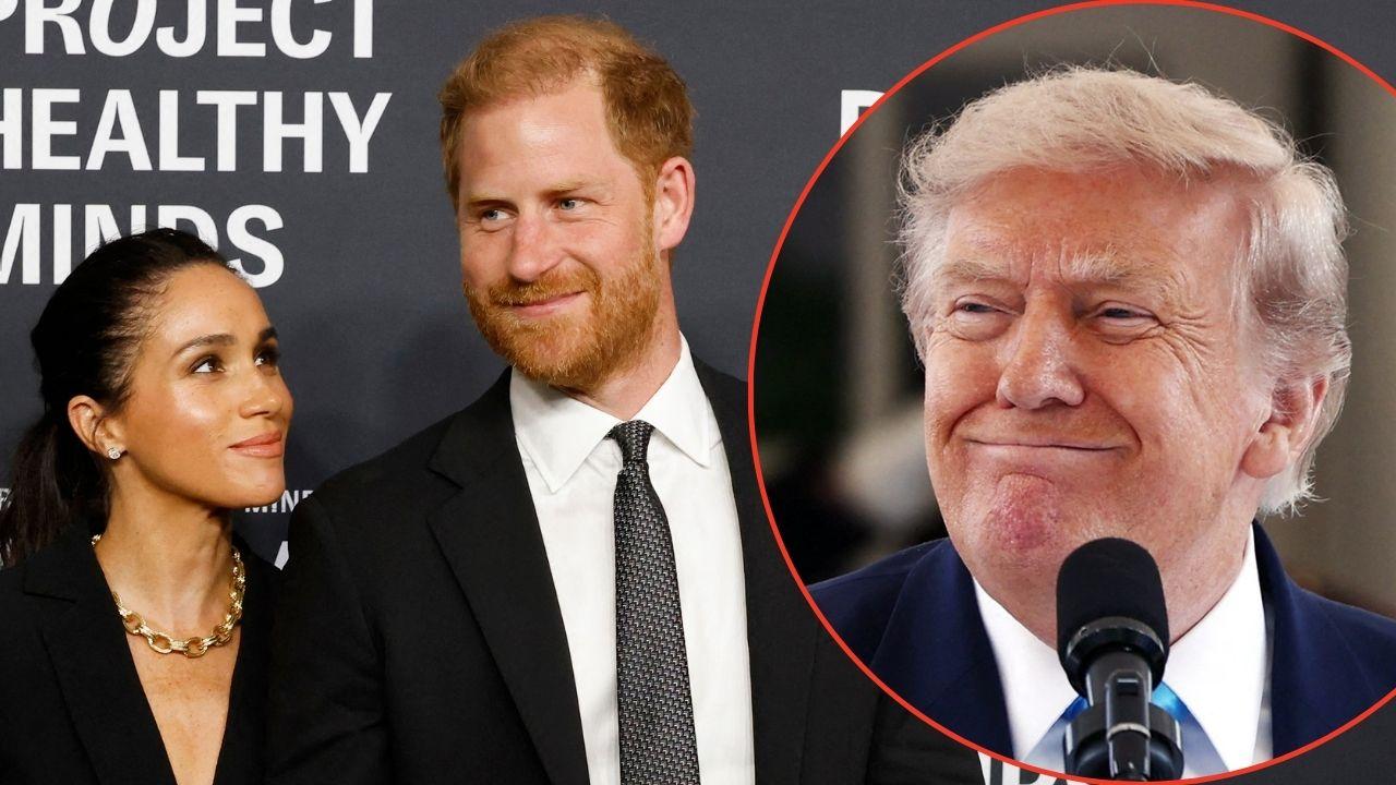 picture of Meghan Markle, Prince Harry and Donald Trump