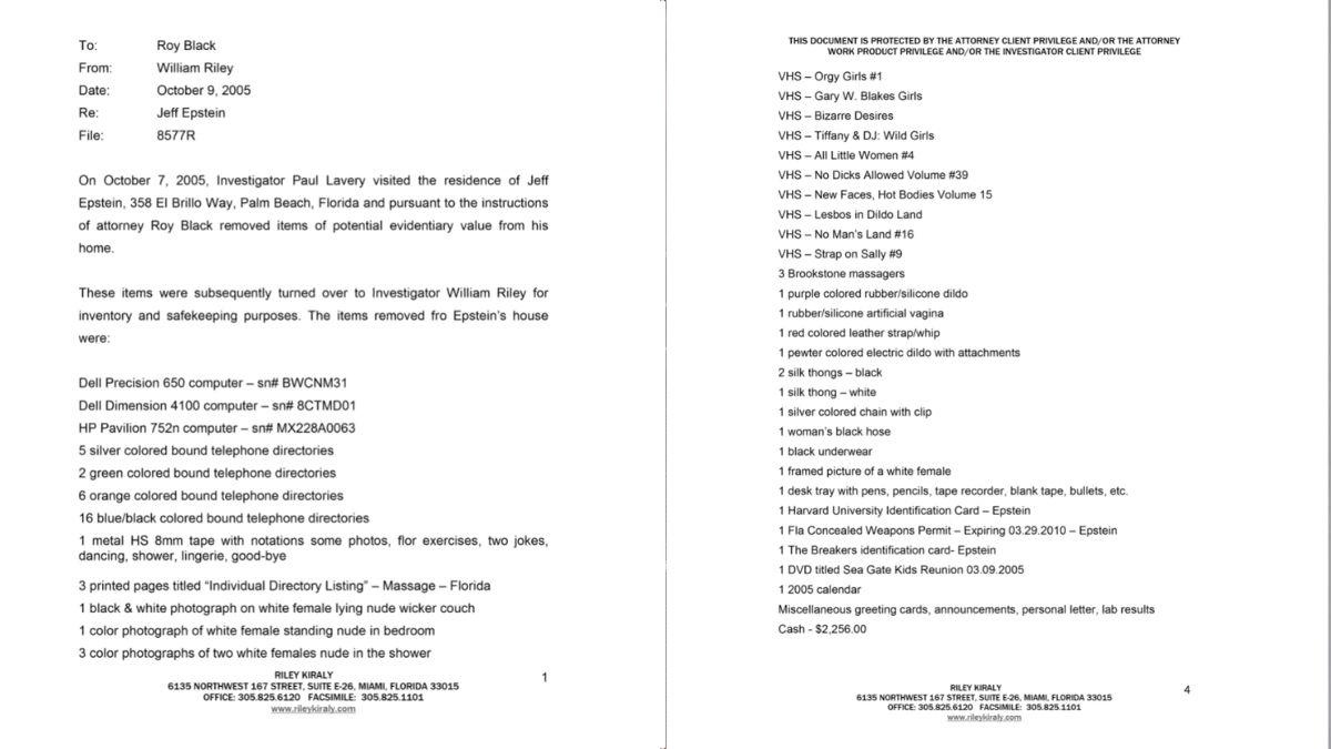 Photo of Page 1 and last page of the inventory