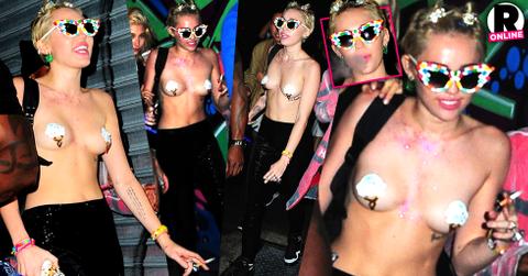 //miley cyrus topless pasties photos instagram alexander wang new york fashion week pp sl