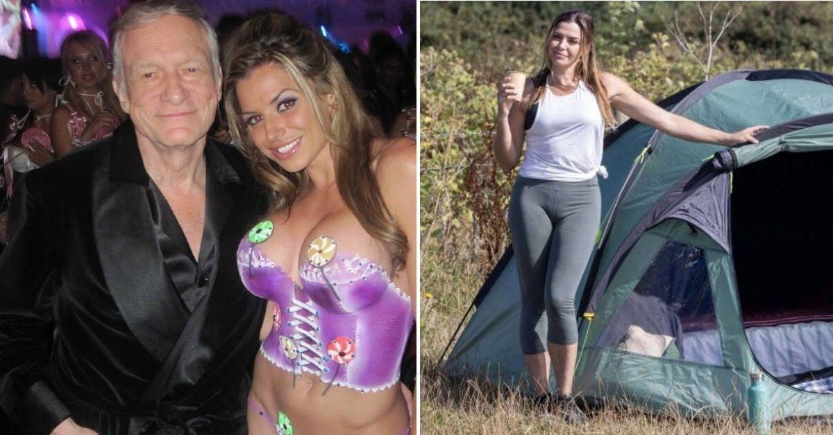 Split photo of Louise Glover with Hugh Hefner, Louise Glover.
