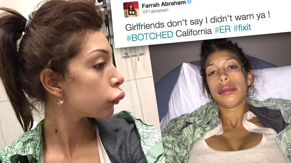 Teen Mom Turned Porn Star Farrah Abraham Tweets Botched Lips Pic Warns Her Girlfriends From The Er 0025