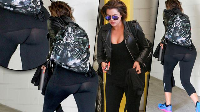 Khloe Kardashian Has Wardrobe Malfunction At The Gym As Sheer Leggings