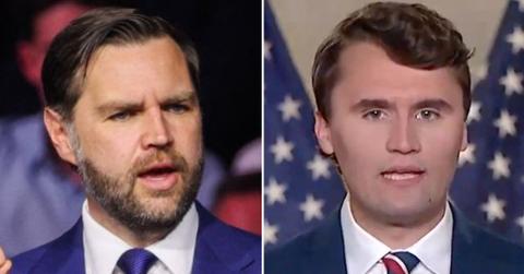 split image of JD Vance and Charlie Kirk