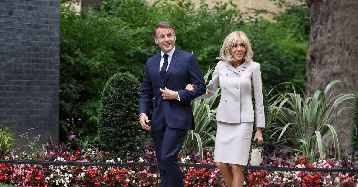 Photo of Emmanuel and Brigitte Macron