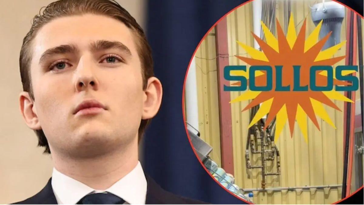 split image of Barron Trump and Sollos logo