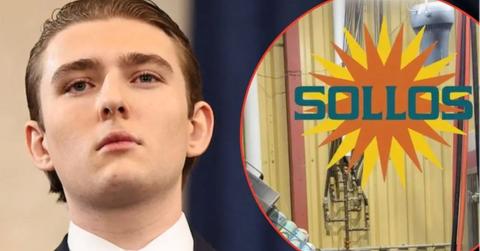 split image of Barron Trump and Sollos logo