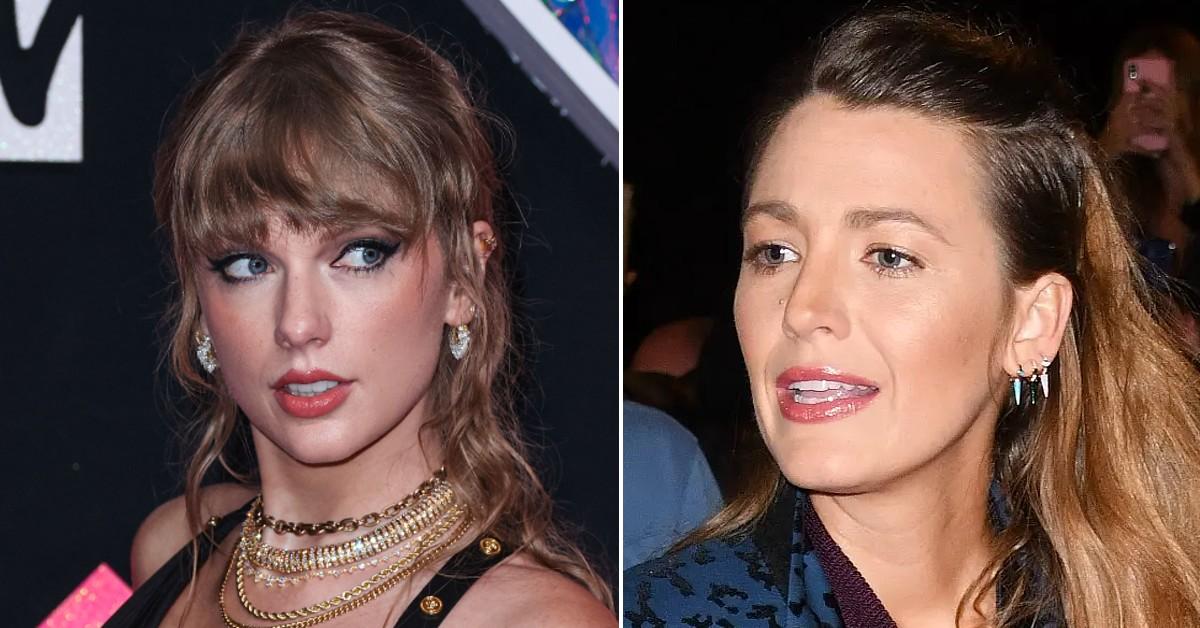 Split photo of Taylor Swift and Blake Lively