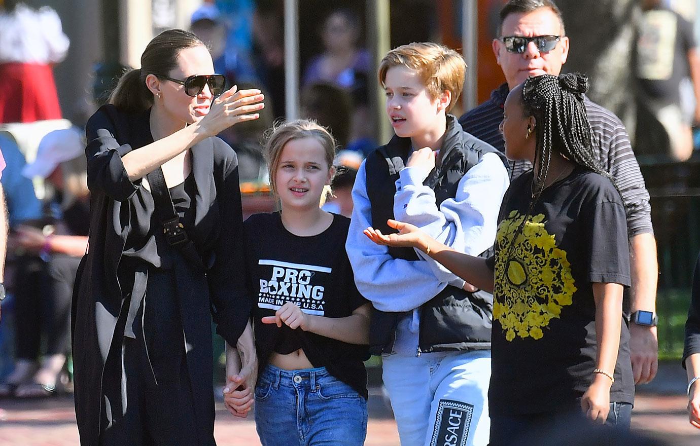 Angelina Jolie Takes Kids To Disneyland After Maddox College