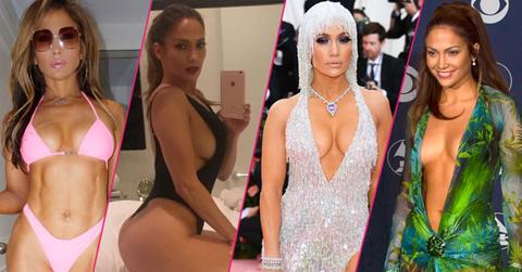 Jennifer Lopez in four different dresses.