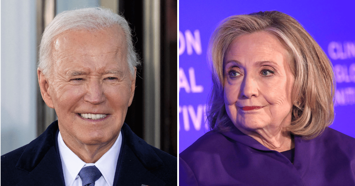 Split photo of Joe Biden, Hillary Clinton