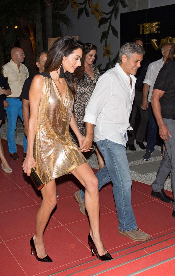 Amal Clooney Scary Skinny Gold Dress