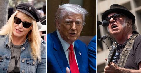 Composite photo of Daryl Hannah, Neil Young and Donald Trump
