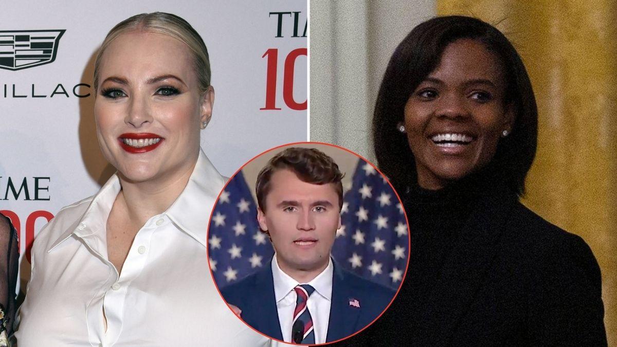 split image of Meghan McCain / Charlie Kirk / Candace Owens