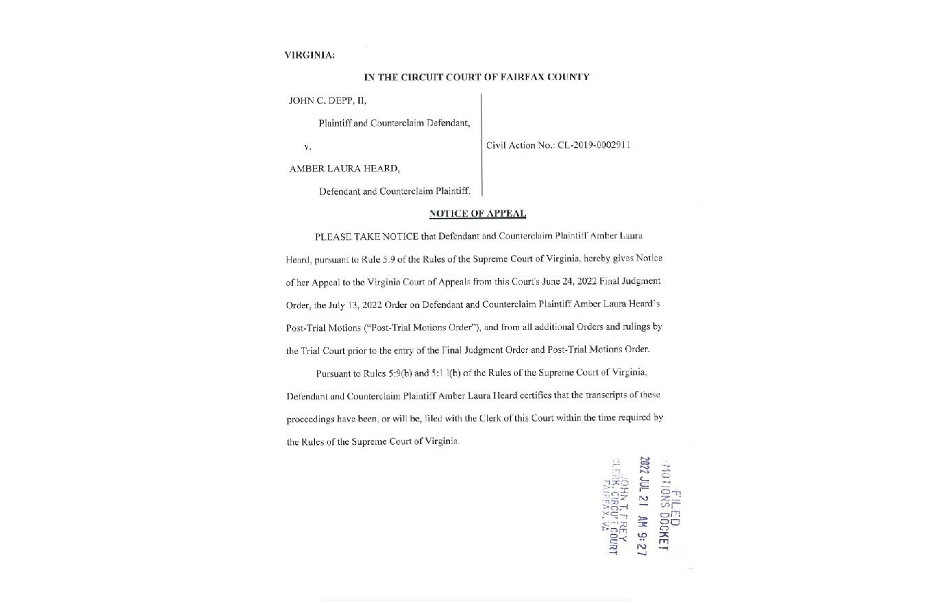 Amber Heard Officially Files To Appeal Johnny Depp Defamation Verdict