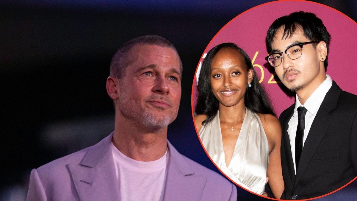 A photo of Brad Pitt alongside a photo of Zahara and Maddox