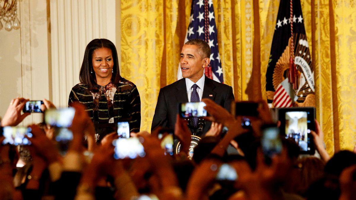 A photo of Michelle and Barack Obama