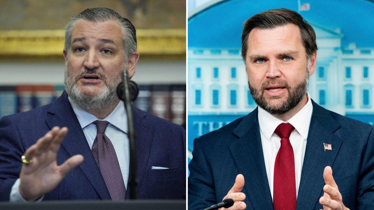 split image of Ted Cruz and J.D. Vance