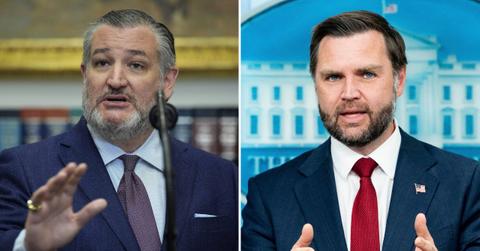 split image of Ted Cruz and J.D. Vance