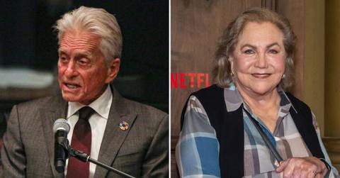 split image of Michael Douglas and Kathleen Turner