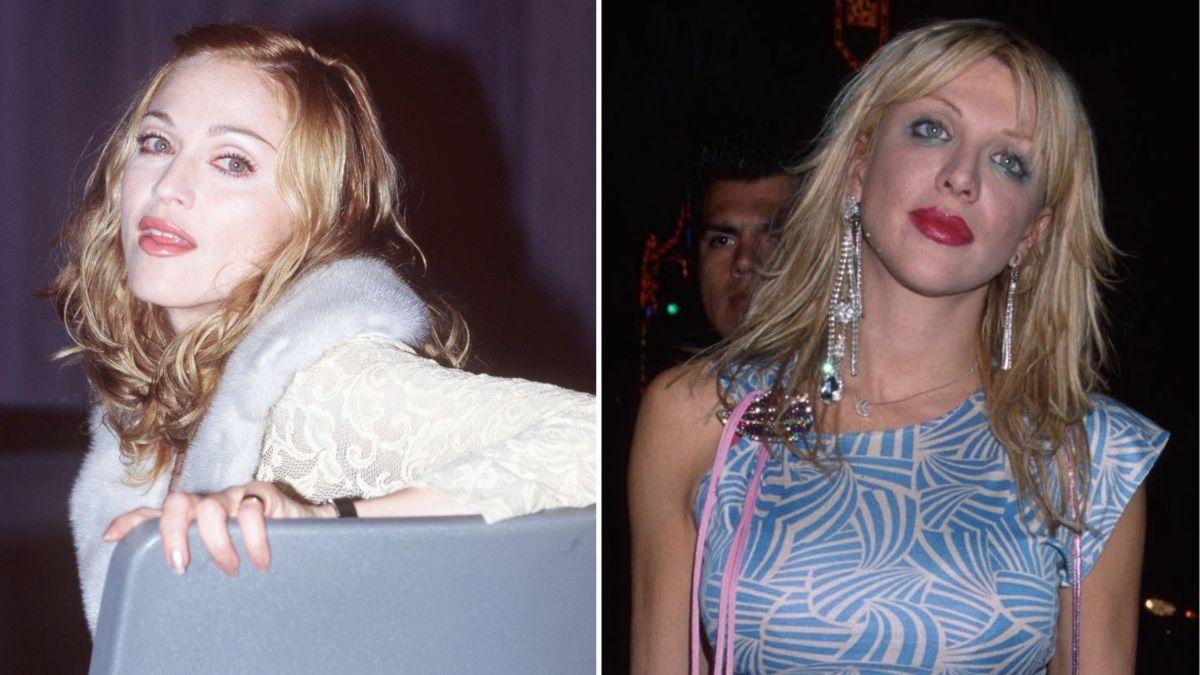 Split photos of Madonna and Courtney Love