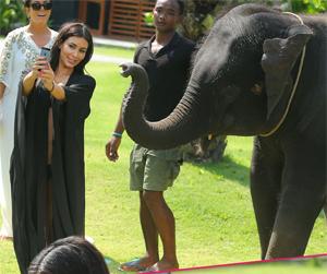 //kim kardashian scared elephants thailand family holiday tall