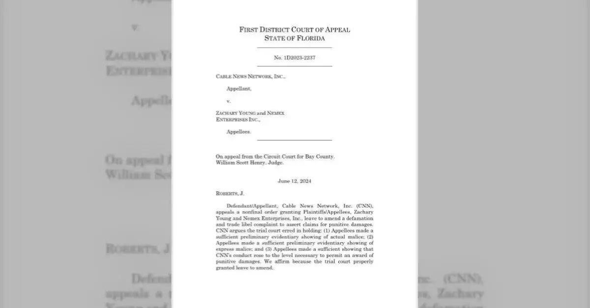 Zachary Young CNN Defamation Lawsuit Court Document