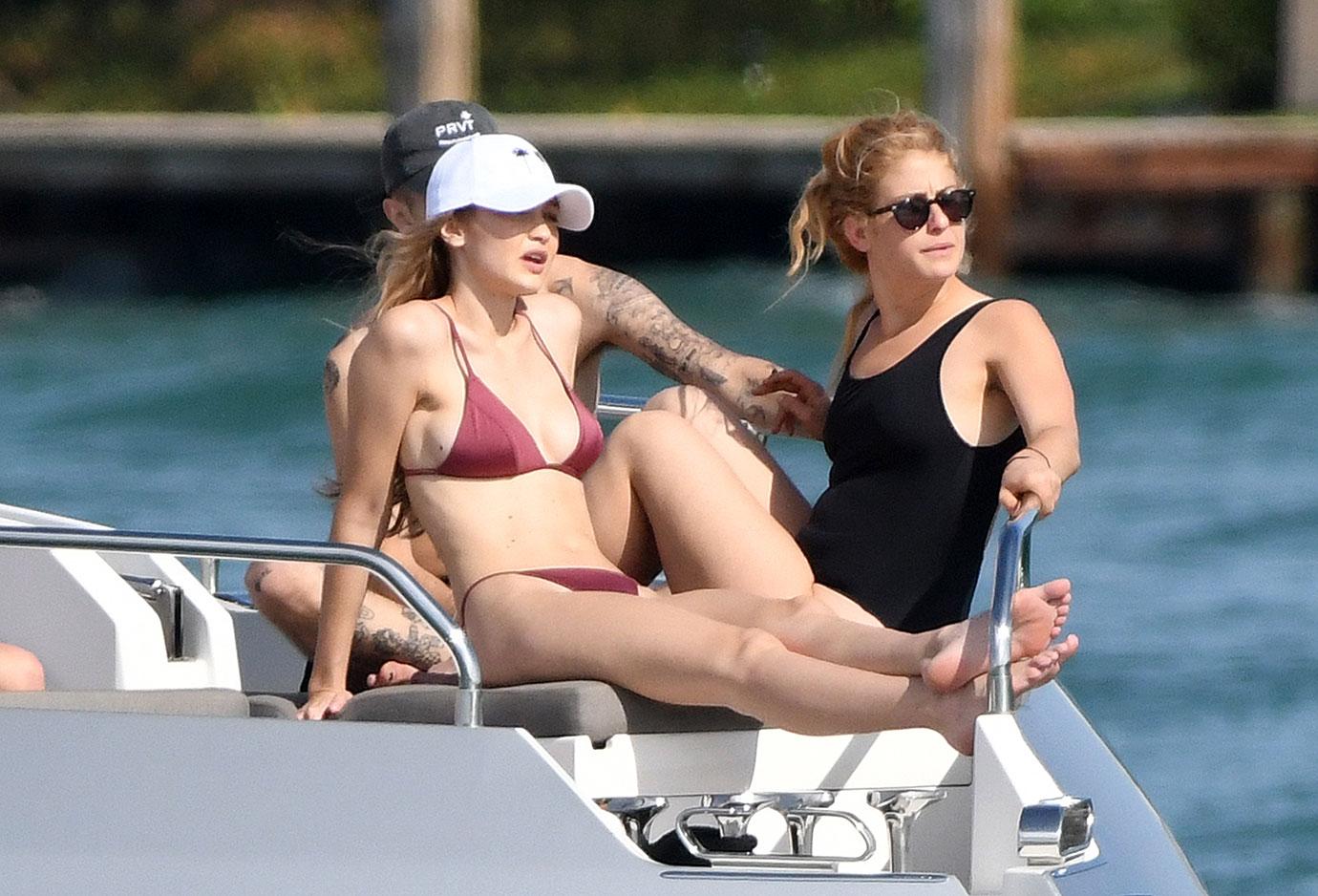 Gigi Hadid Maroon Bikini Yacht Anwar Hadid