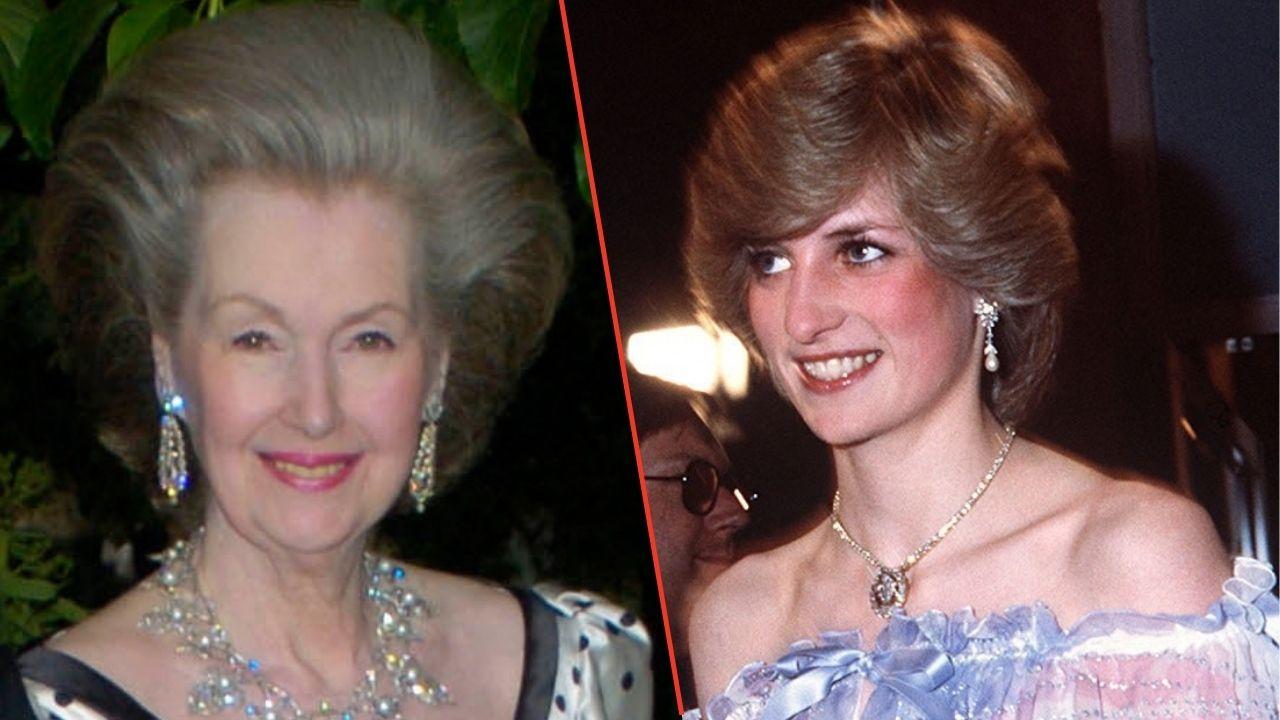Split photos of Raine Spencer and Princess Diana