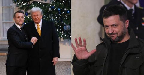 Composite photo of Donald Trump, Emmanuel Macron and Volodymyr Zelensky