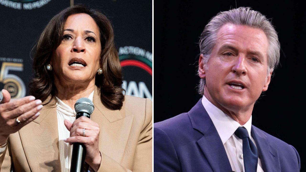 A photo of Kamala Harris and Gavin Newsom