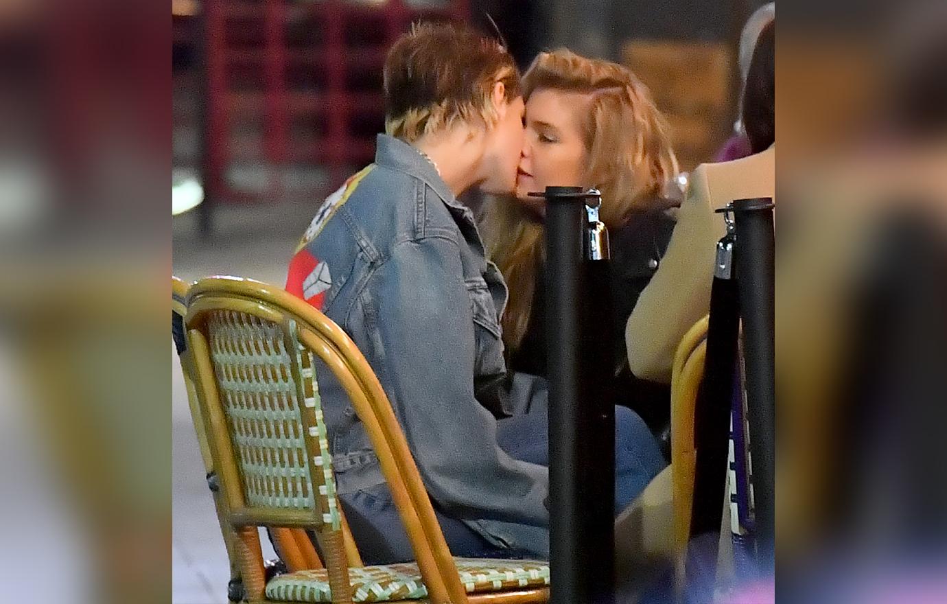 Kristen Stewart and Stella Maxwell Share Kiss Sitting Down At Restaurant