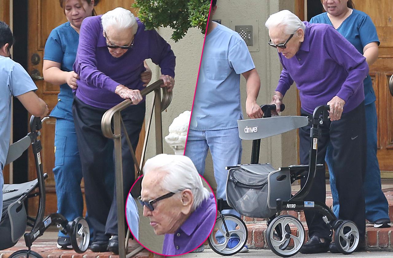 Kirk Douglas – 102-Year-Old Hollywood Legend Goes For A Walk In Beverly Hills