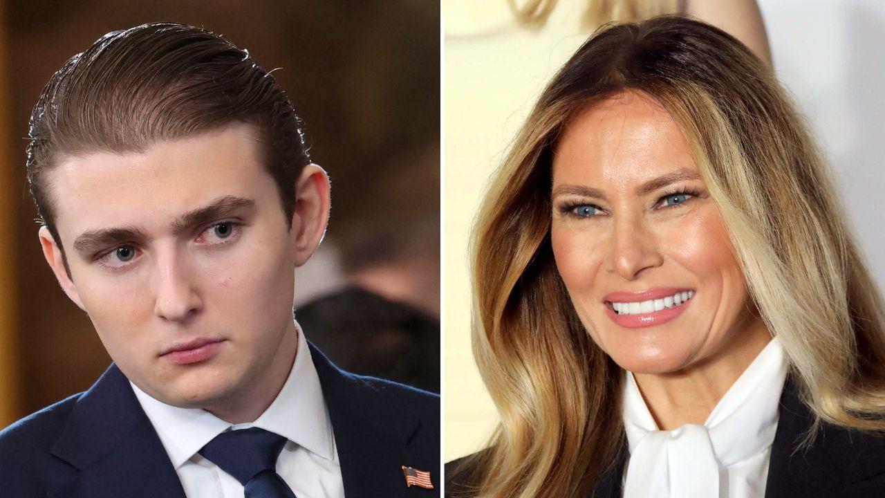 A photo of Barron Trump alongside a photo of Melania Trump