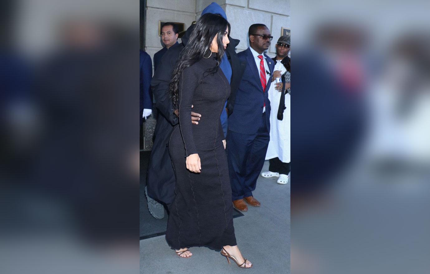 Kim Kardashian Covers Up In Turtleneck Dress After Religious Kanye West's New Dress Rules