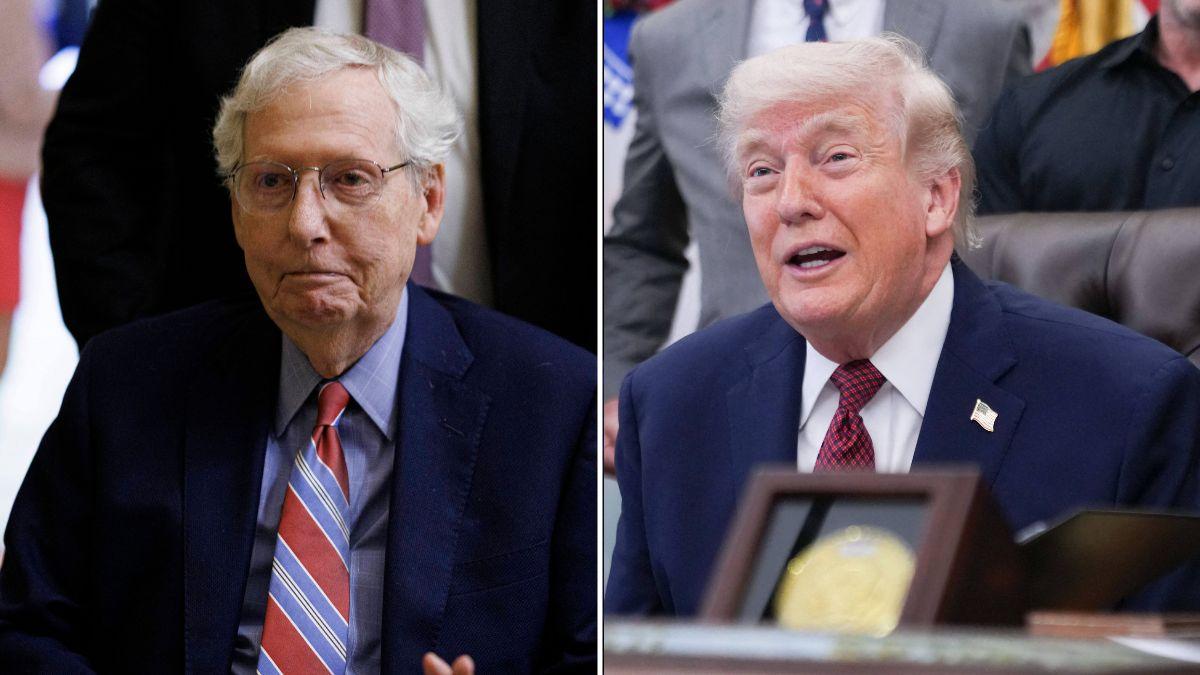 A photo of Mitch McConnell alongside a photo of Donald Trump
