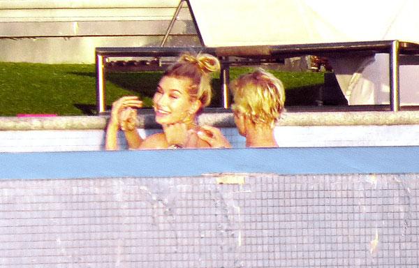 //justin bieber hailey baldwin swimming pool