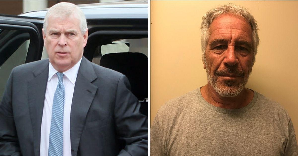 Split photo of Prince Andrew and Jeffrey Epstein